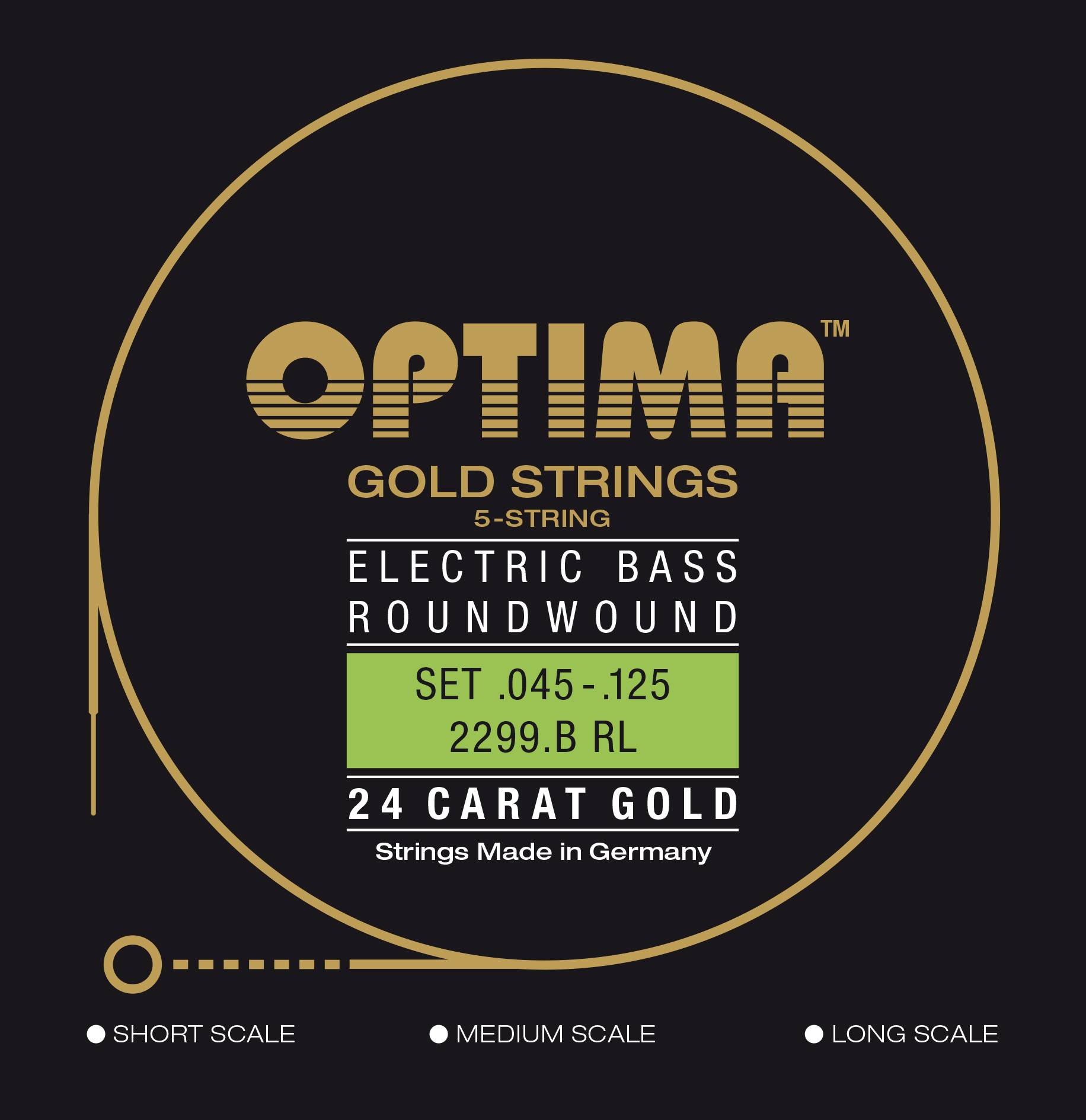 45-125 OPTIMA E-Bass 24K GOLD STRINGS Long Scale (5-стр. бас-гитара) - струны