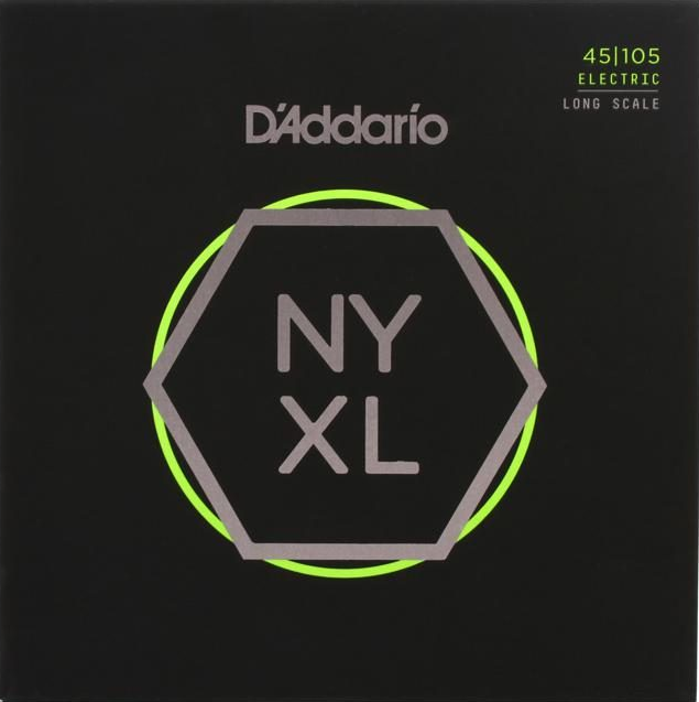 D`Addario NYXL45105 никелированные струны с защитным покрытием для четырёхструнной бас-гитары 45-105