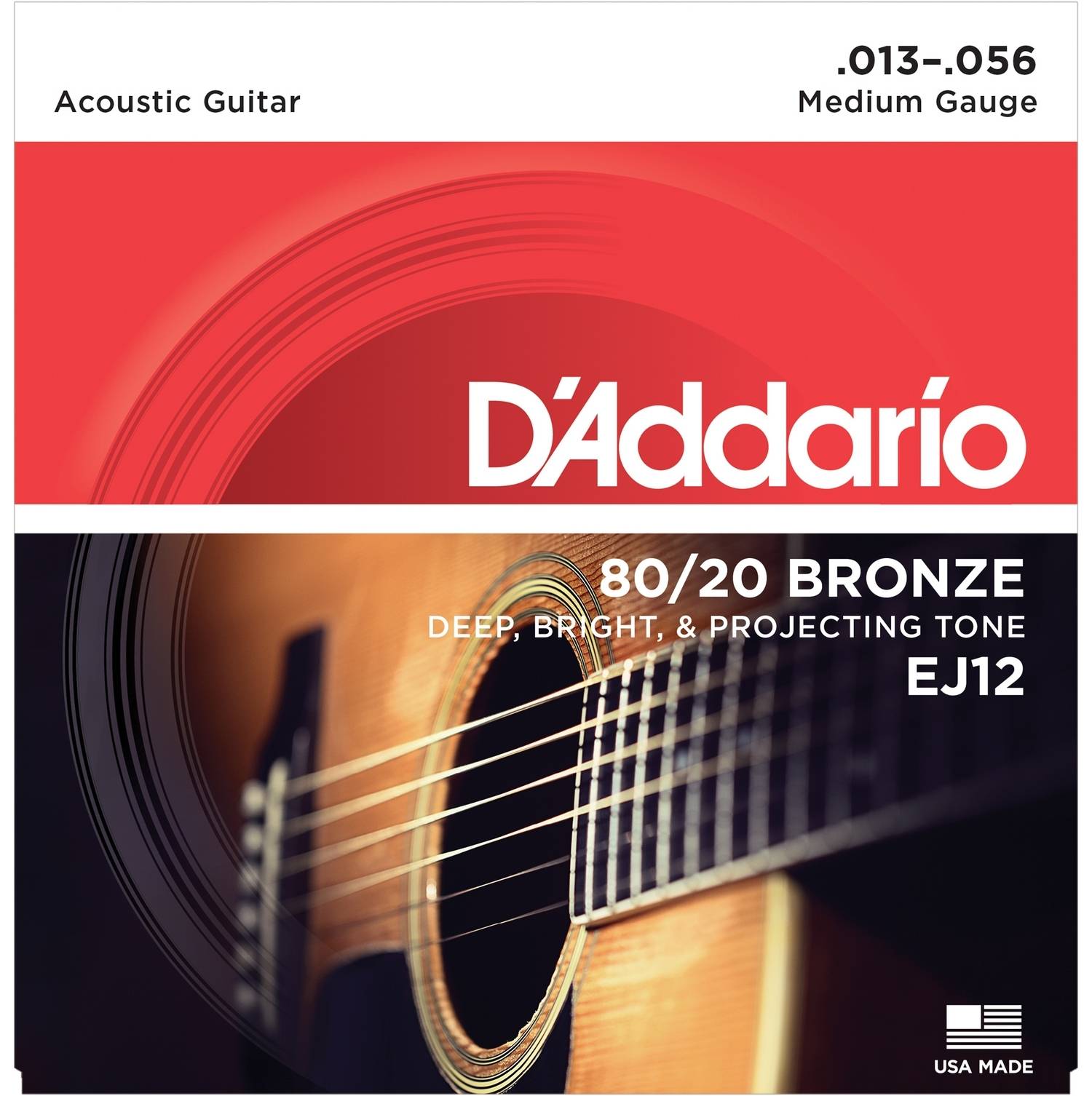 D`Addario EJ12 струны для акустической гитары из бронзы 80/20 13-56