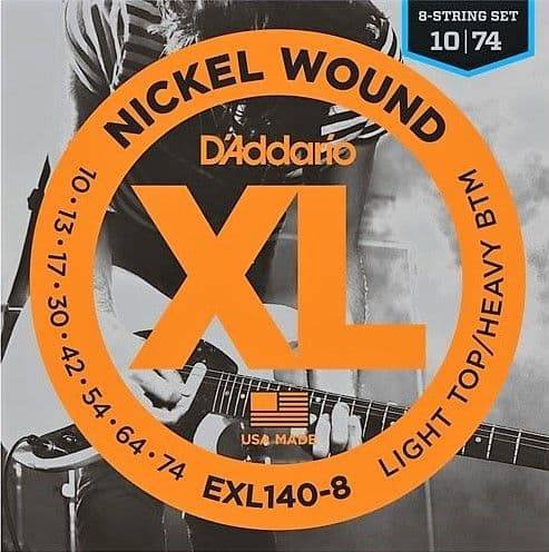 D`Addario EXL140-8 никелированные струны для восьмиструнной электрогитары 10-74
