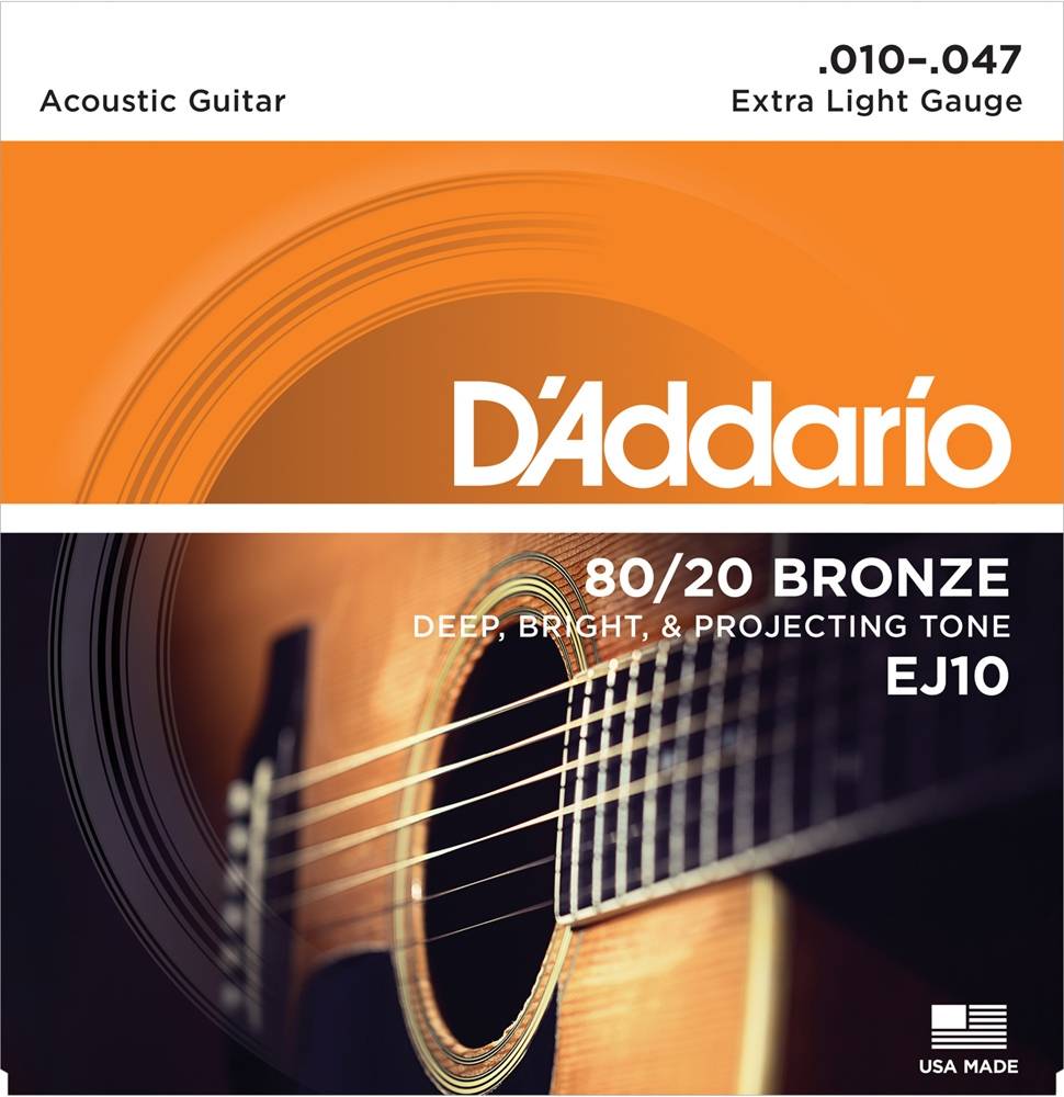 D`Addario EJ10 струны для акустической гитары из бронзы 80/20 10-47