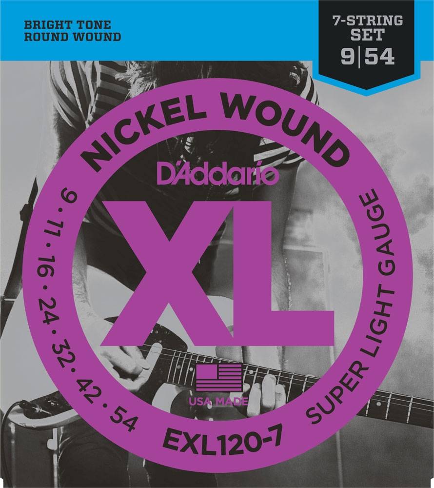 D`Addario EXL120-7 никелированные струны для семиструнной электрогитары 9-54
