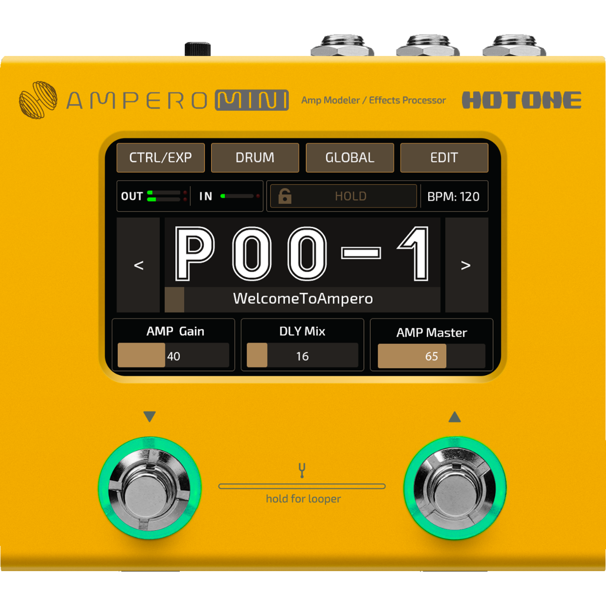 Hotone Ampero Mini MP50MG Guitar Multi Effects Processor Touch Screen Modeling IR Cabinets - гитарный процессор, русский интерфейс, глобальная версия