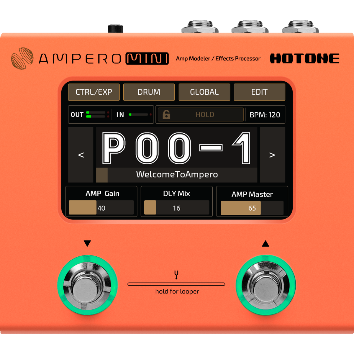 Hotone Ampero Mini MP50OR Guitar Multi Effects Processor Touch Screen Modeling IR Cabinets - гитарный процессор, русский интерфейс, глобальная версия