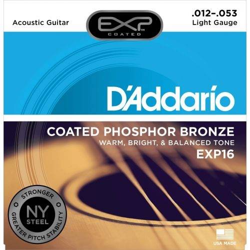 D`Addario EXP16 струны для акуcтической гитары с защищенной оплеткой из бронзы 80/20 12-53