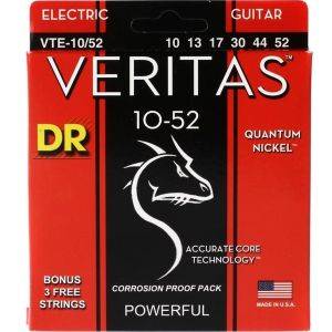 DR VTE-10/52 Veritas Quantum Nickel никелированные струны для электрогитары с усилением центральной жилы 10-52