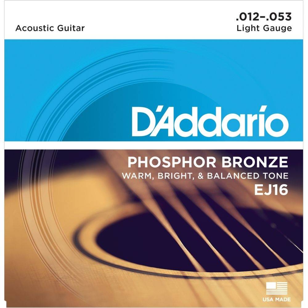 D`Addario EJ16 струны для акустической гитары из фосфорной бронзы 12-53