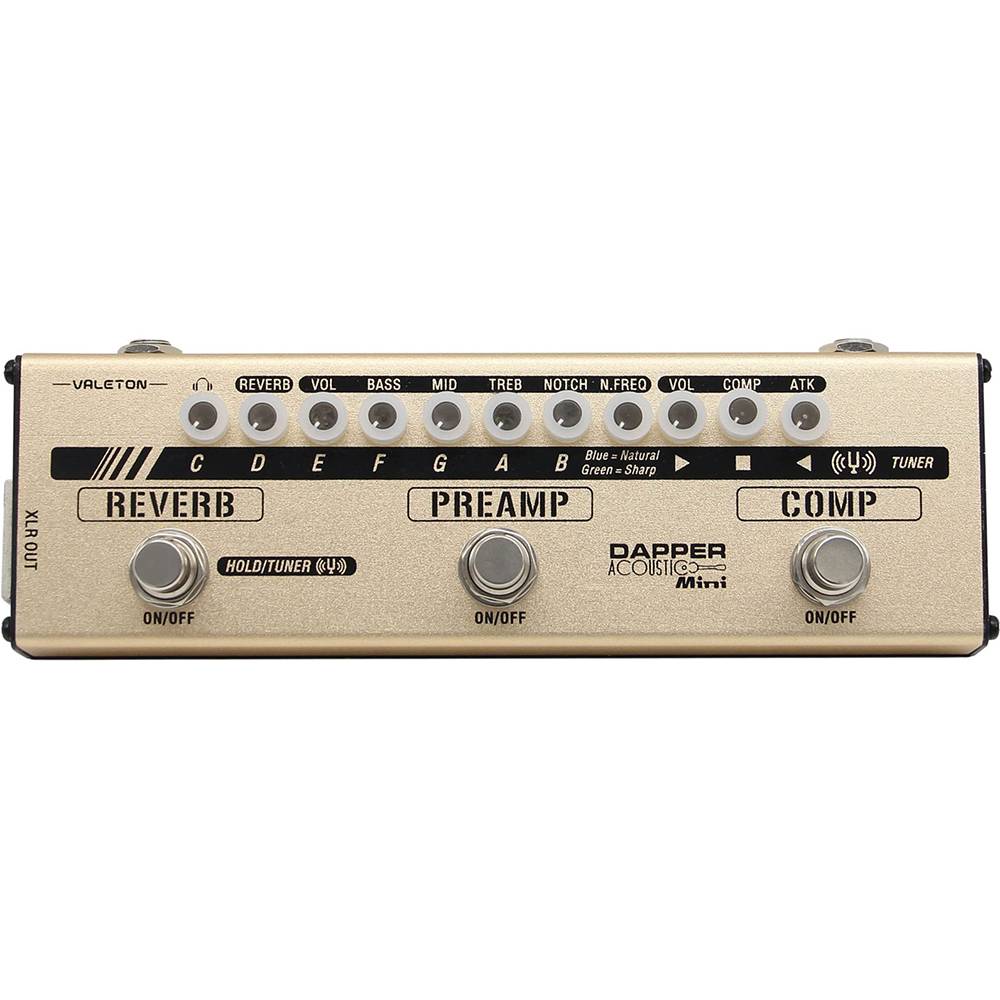 Valeton Dapper Acoustic Mini — мультиэффект для акустической гитары с предусилителем, компрессором, реверберацией, тюнером и XLR выходом