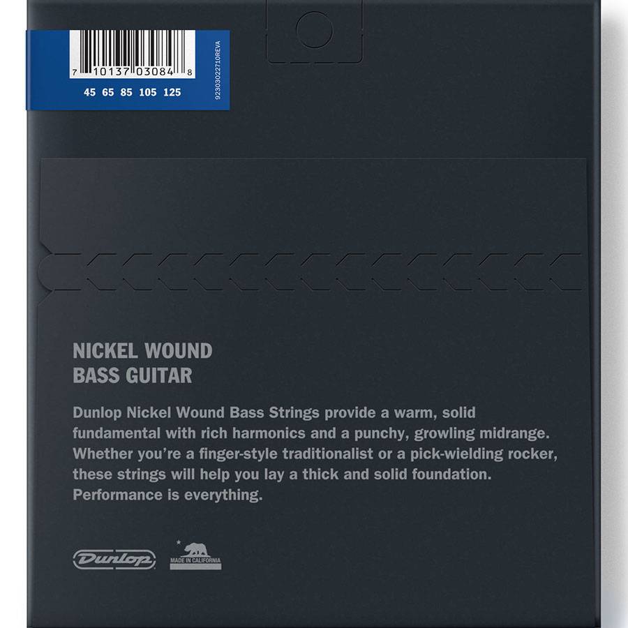 Dunlop DBN45125 Nickel Wound никелированные струны для пятиструнной бас-гитары 45-125