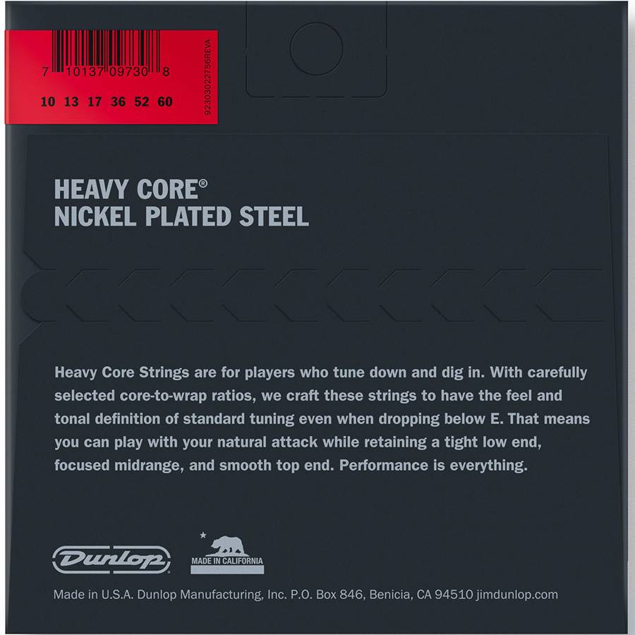 Dunlop DHCN1060-6 Heavy Core струны для электрогитары из никелированной стали 10-60