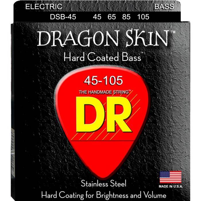 DR DSB-45 Dragon Skin Clear Coated струны с защитным покрытием для четырёхструнной бас-гитары 45-105