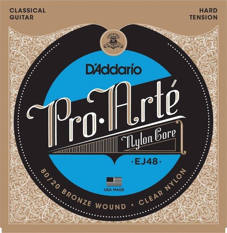 D`Addario EJ48 Pro Arte Nylon Core Hard Tension струны для классической гитары с прозрачным нейлоном и бронзовой оплёткой 80/20 сильного натяжения