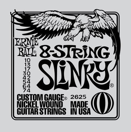 Ernie Ball 2625 Nickel Wound Regular Slinky струны для восьмиструнной электрогитары из никелированной стали 10-74
