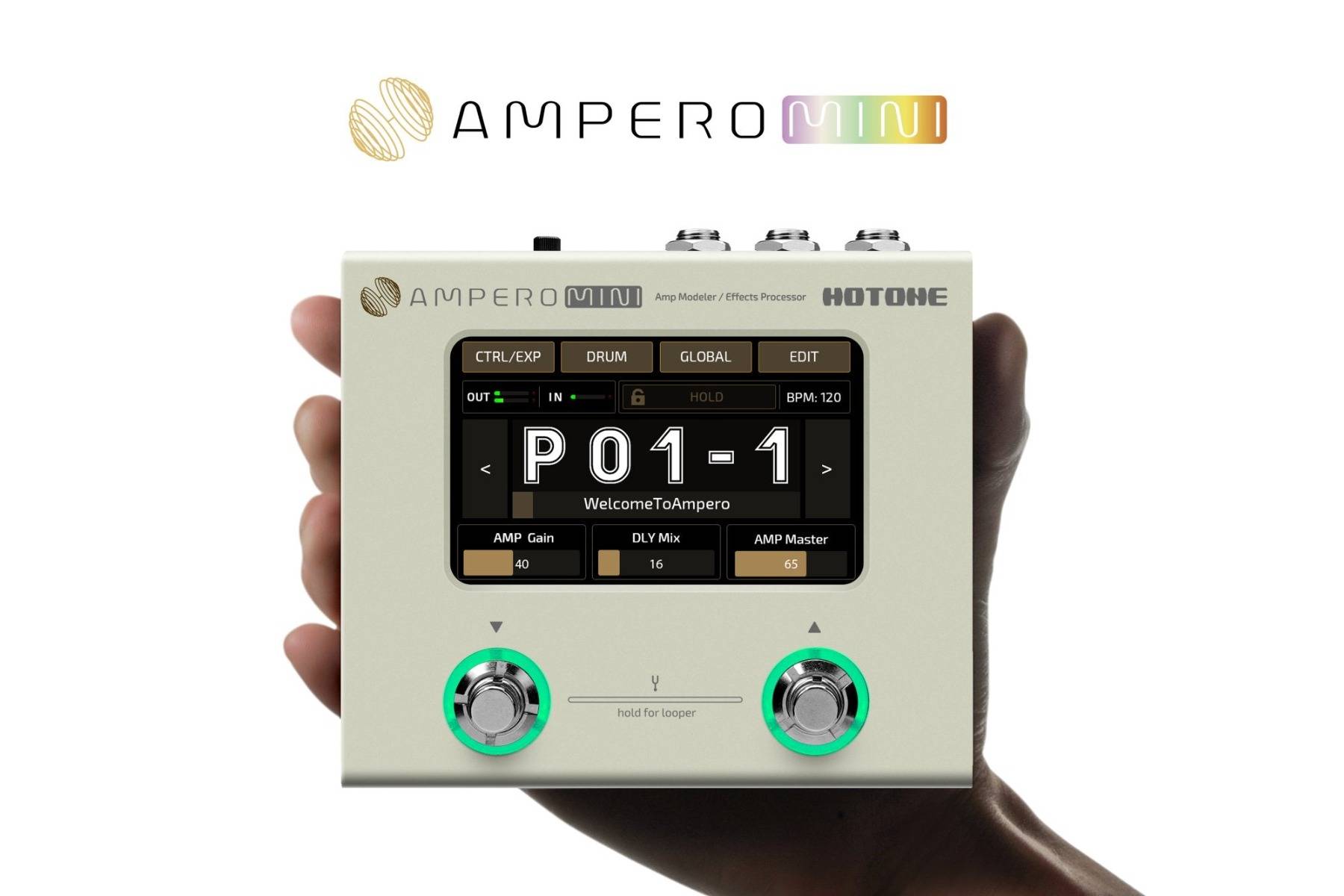 Hotone Ampero Mini MP50VN Guitar Multi Effects Processor Touch Screen Modeling IR Cabinets - гитарный процессор, русский интерфейс, глобальная версия