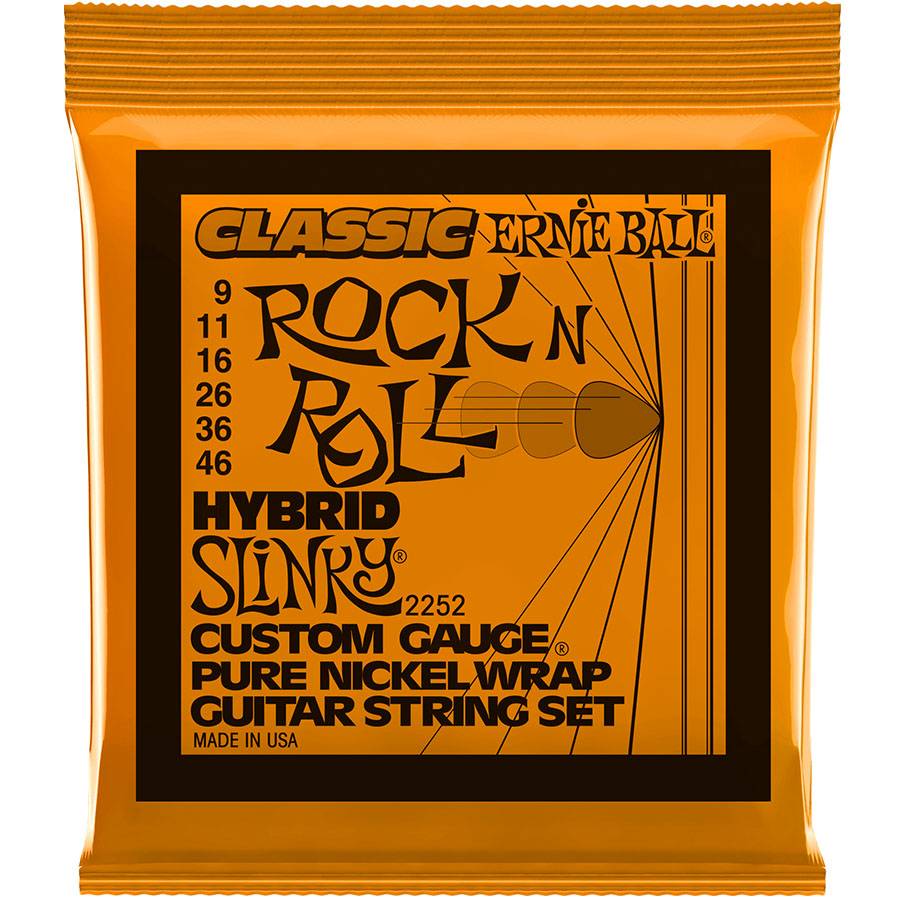 Ernie Ball 2252 Classic Pure Nickel Hybrid Slinky струны для электрогитары с никелевой обмоткой 9-46