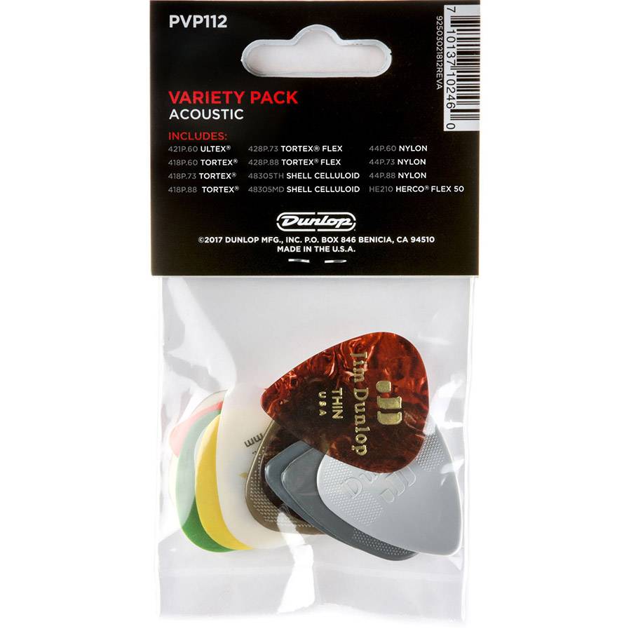Dunlop PVP112 Acoustic Guitar Pick Variety Pack - 12 медиаторов