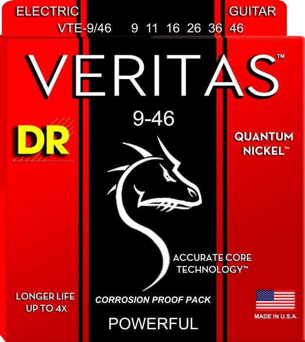 DR VTE-9/46 Veritas Quantum Nickel никелированные струны для электрогитары с усилением центральной жилы 9-46